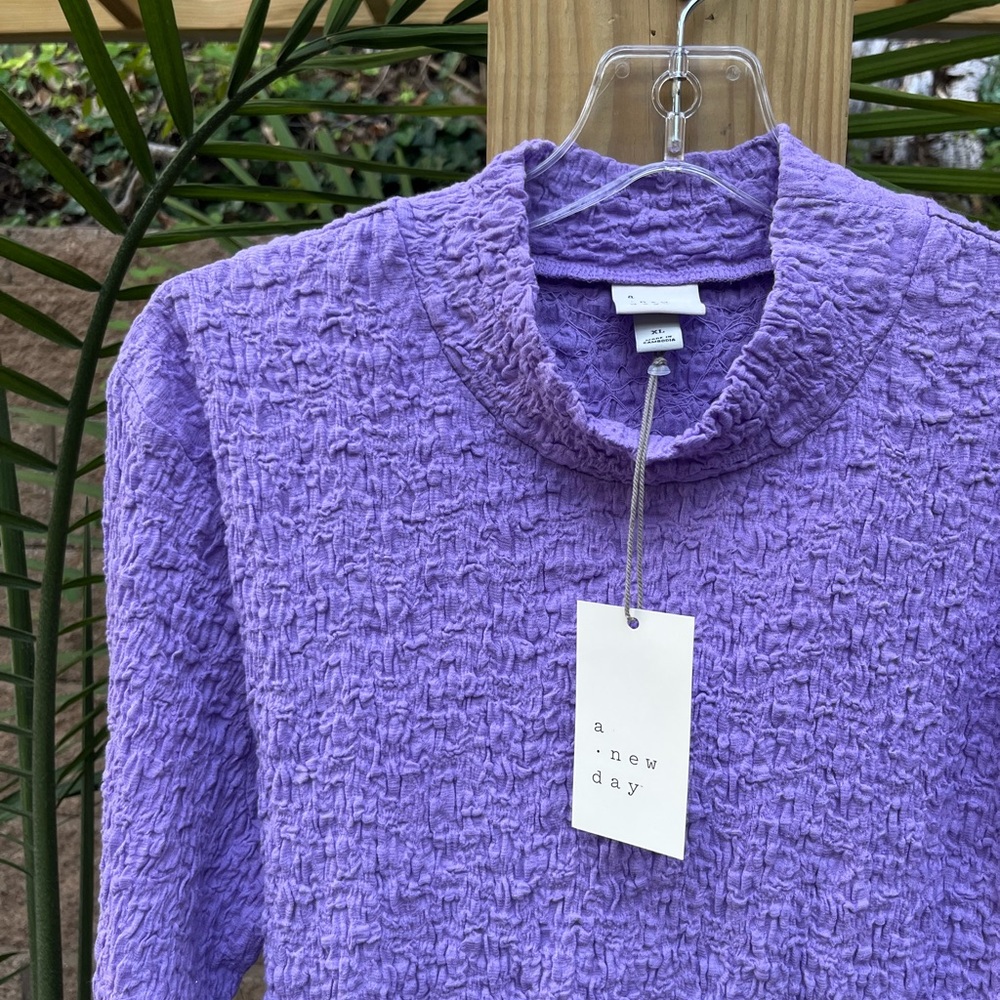 A New Day Lavender Crinkle Knit Top